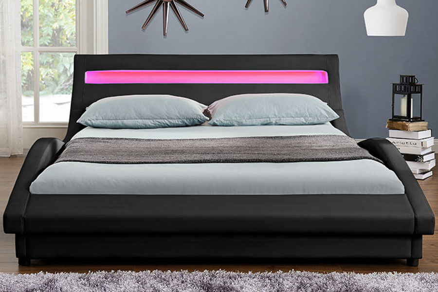 1111-1 LED-gepolsterter Bettrahmen aus PU-Leder im europäischen Stil