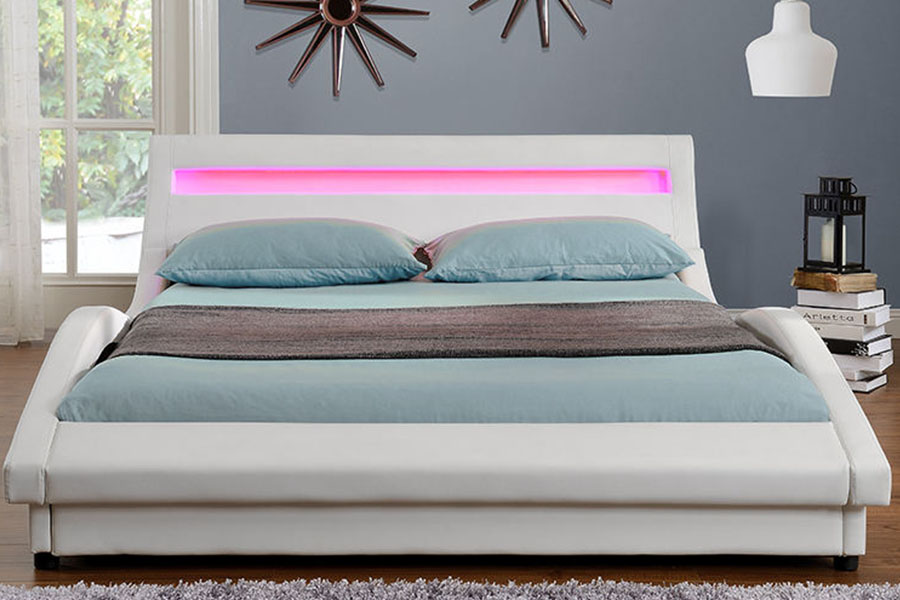 1111-1 LED-gepolsterter Bettrahmen aus PU-Leder im europäischen Stil