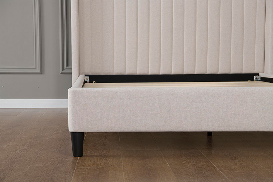 4905 Minimalistisches Plattformbett aus getuftetem Leinen