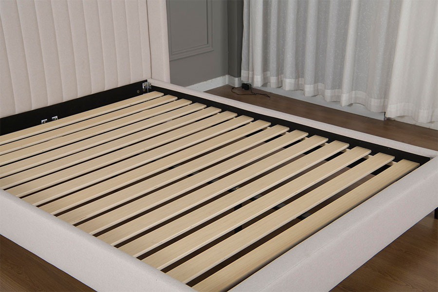 4905 Minimalistisches Plattformbett aus getuftetem Leinen