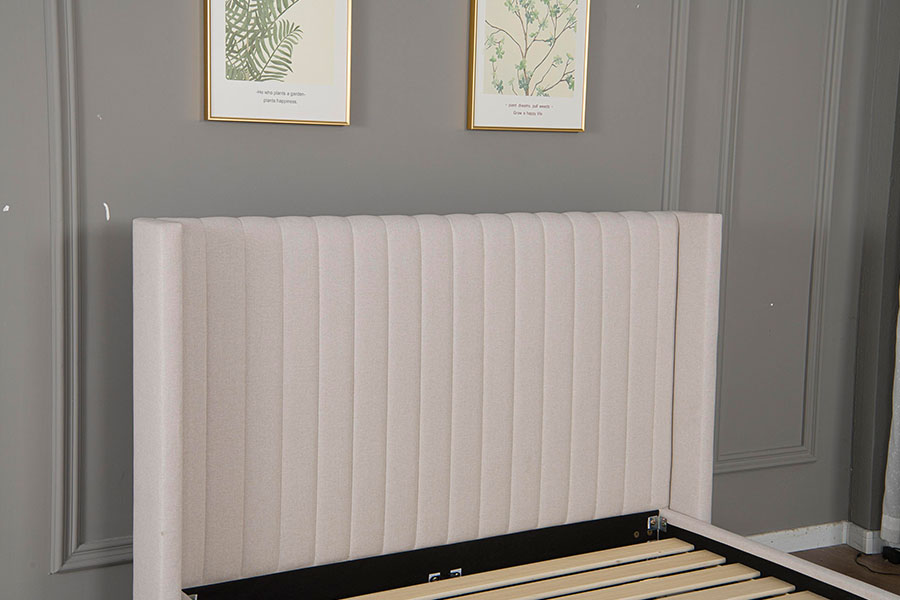 4905 Minimalistisches Plattformbett aus getuftetem Leinen