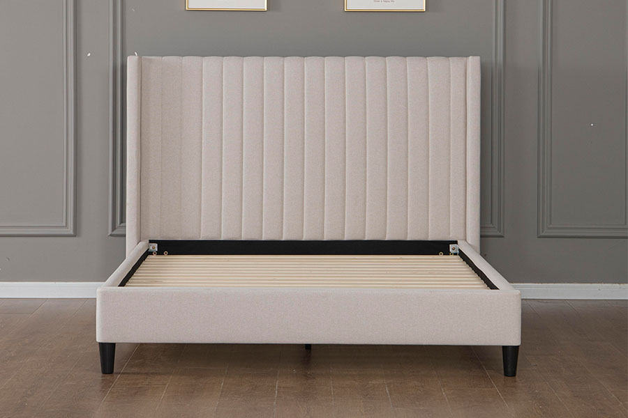 4905 Minimalistisches Plattformbett aus getuftetem Leinen