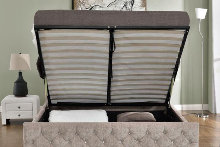 1151G Luxus-Samt-Lift-Kingsize-Bett mit getuftetem Stauraum
