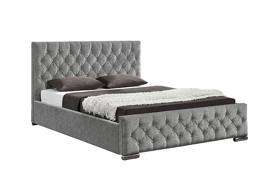 1151G Luxus-Samt-Lift-Kingsize-Bett mit getuftetem Stauraum
