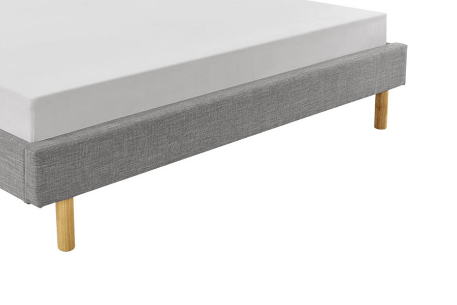 1159B Modernes Einzelbett mit Holzfüßen und Leinenstoff von hoher Qualität