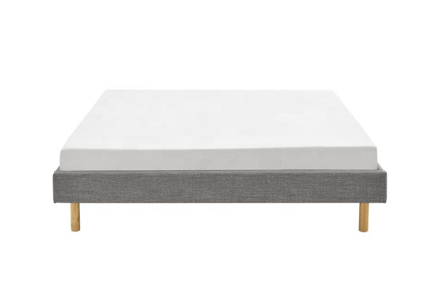 1159B Modernes Einzelbett mit Holzfüßen und Leinenstoff von hoher Qualität