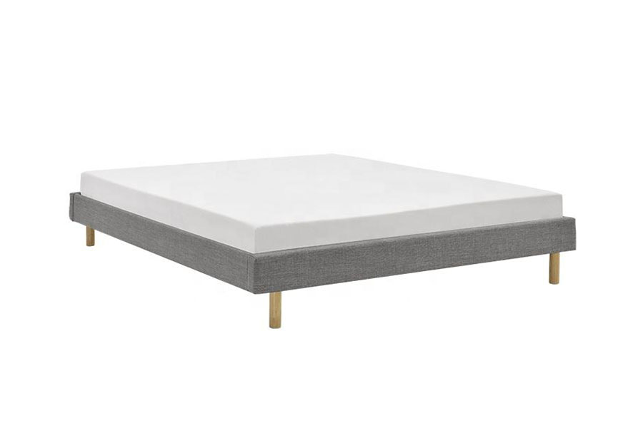1159B Modernes Einzelbett mit Holzfüßen und Leinenstoff von hoher Qualität