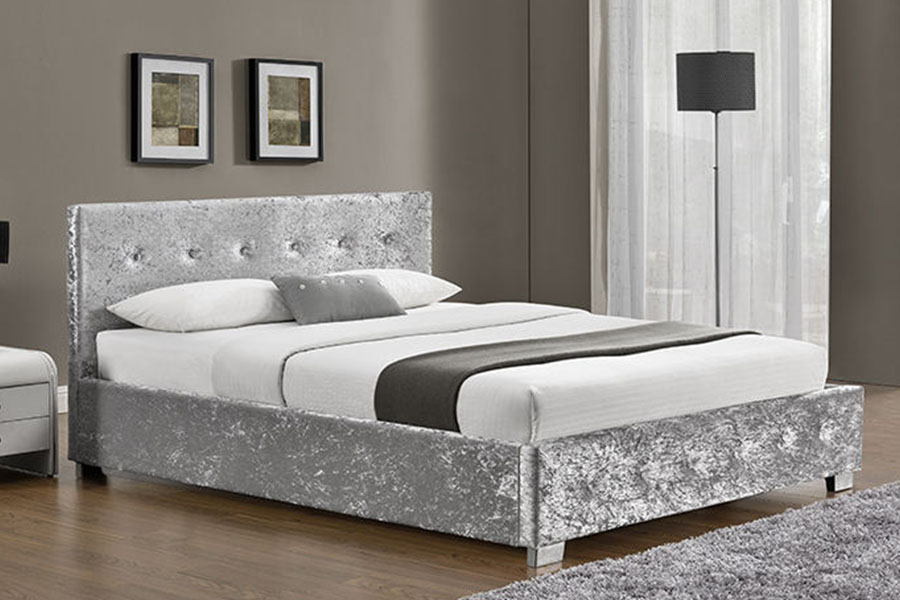 1191G Stoff-Ottomane King-Size-Bettgestell mit gepolstertem Stauraum