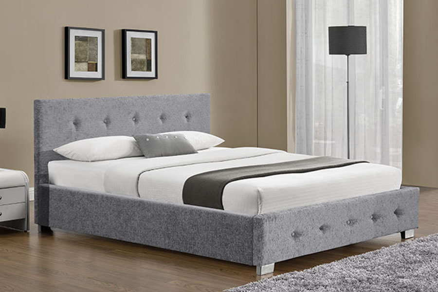 1191G Stoff-Ottomane King-Size-Bettgestell mit gepolstertem Stauraum