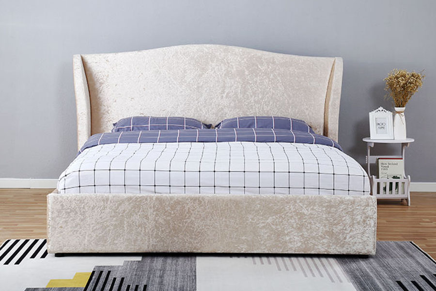 1320G Ottoman-Polsterbettgestell mit Stauraum in Champagner-Samt-Austern-Finish