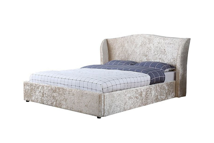 1320G Ottoman-Polsterbettgestell mit Stauraum in Champagner-Samt-Austern-Finish