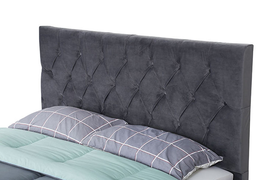 1406D Velvet King Bettgestell mit Holzsockel und gepolstertem Stauraum