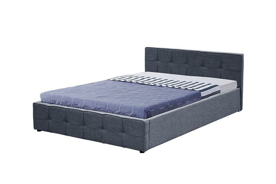 1295G Bettgestell mit gepolstertem Ottomane-Bettgestell aus Stoff mit Queen-Size-Bett und Stauraum