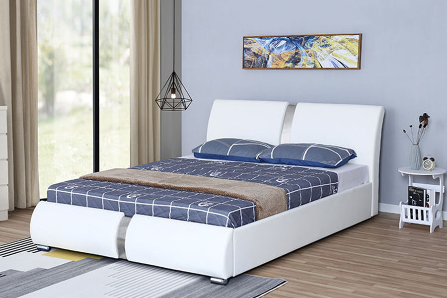 1285G Multi-Size-Ottomane aus Kunstleder mit Stauraum für Schlafzimmer, gepolsterter Bettrahmen