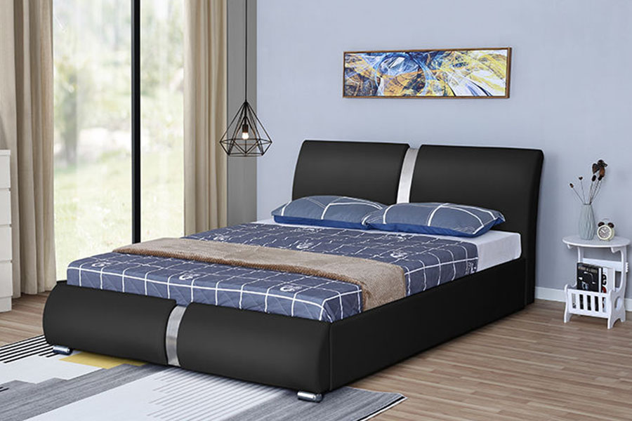 1285G Multi-Size-Ottomane aus Kunstleder mit Stauraum für Schlafzimmer, gepolsterter Bettrahmen