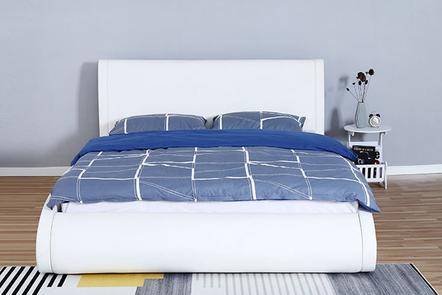 1280G Bettgestell mit weichem Kopfteil aus Kunstleder und Gaslift für Schlafzimmer mit Stauraum