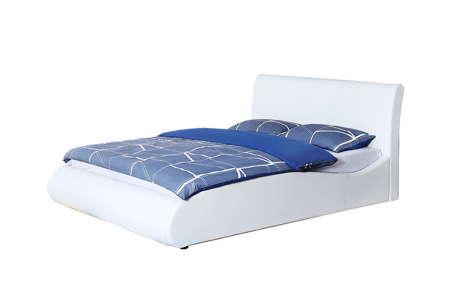 1280G Bettgestell mit weichem Kopfteil aus Kunstleder und Gaslift für Schlafzimmer mit Stauraum