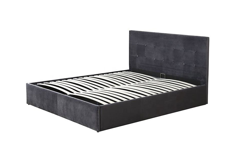 1274G Getufteter, platzsparender Bettrahmen aus Leder mit hydraulischem Lift und Stauraum für Queen-Size-Betten