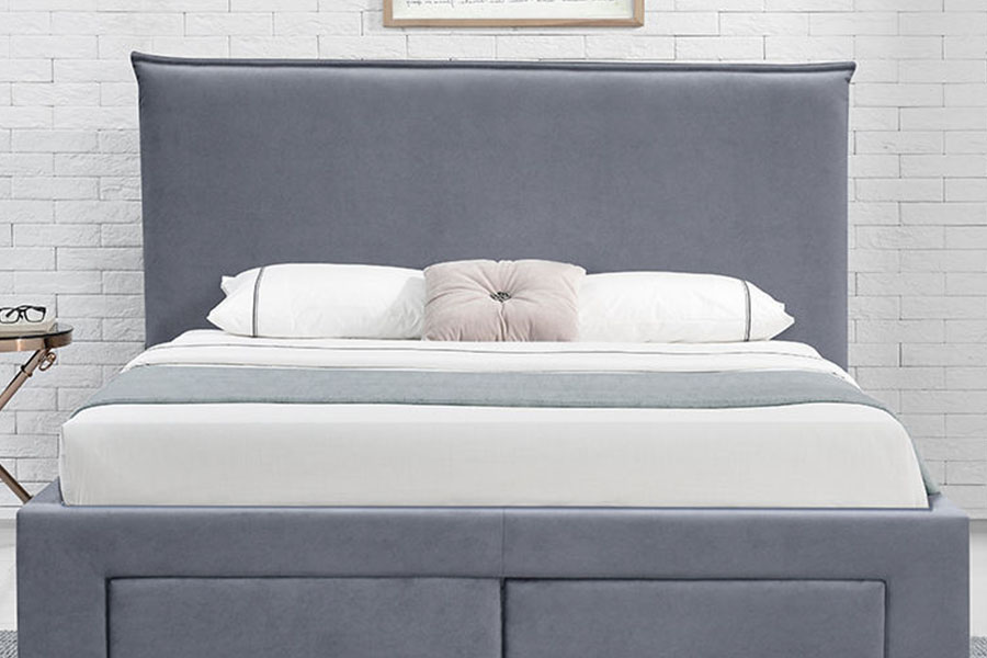 1243D Queen-Size-Bettgestell mit Stauraum aus PU-Leder mit Schubladenboden und ohne Federn