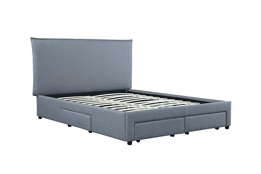 1243D Queen-Size-Bettgestell mit Stauraum aus PU-Leder mit Schubladenboden und ohne Federn